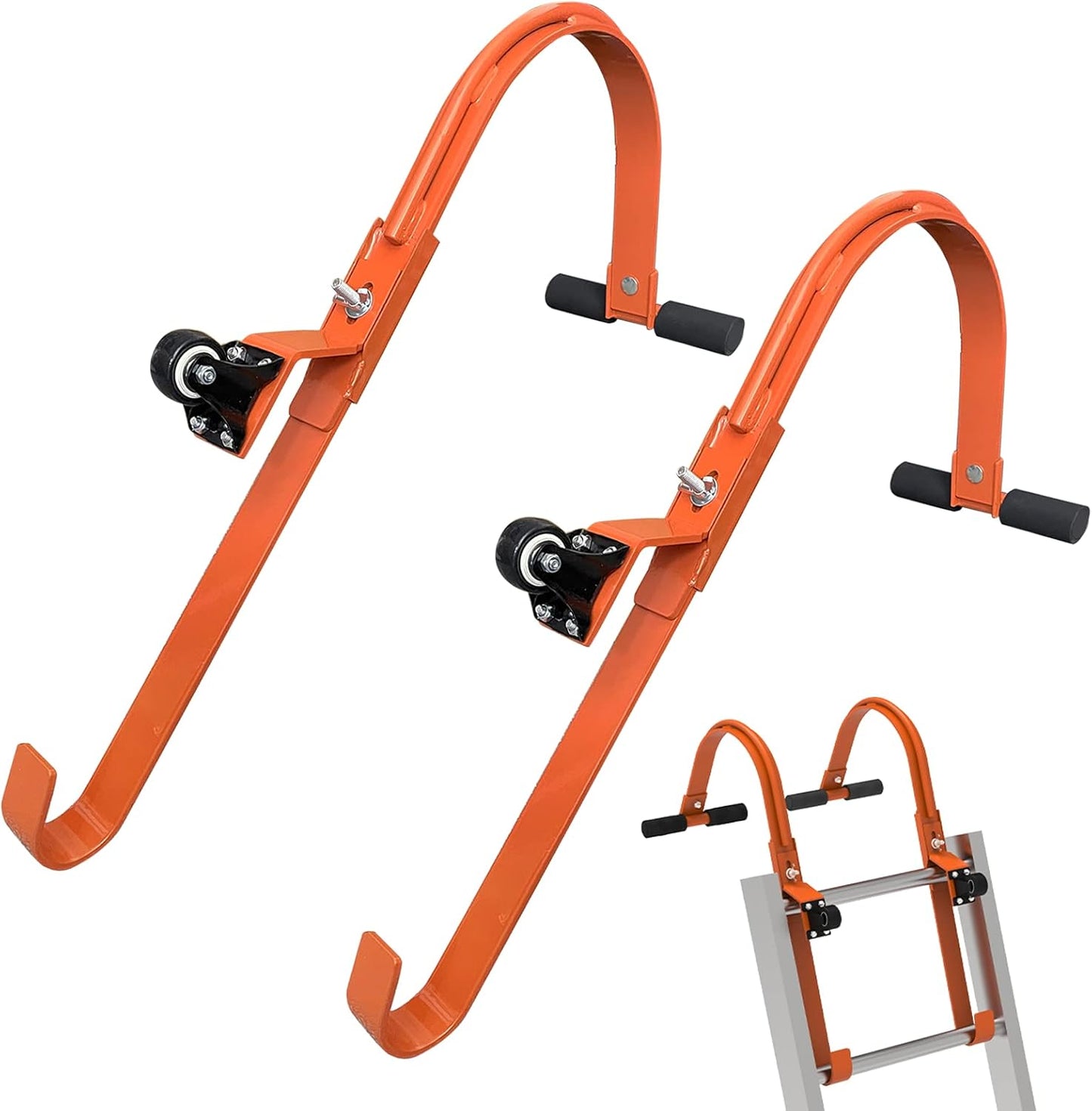 Premium 2 Pack Heavy Duty Ladder Roof Hook with Rubber Grip T-Bar - Safely Access Steep Roofs with 500 Lbs Weight Rating!