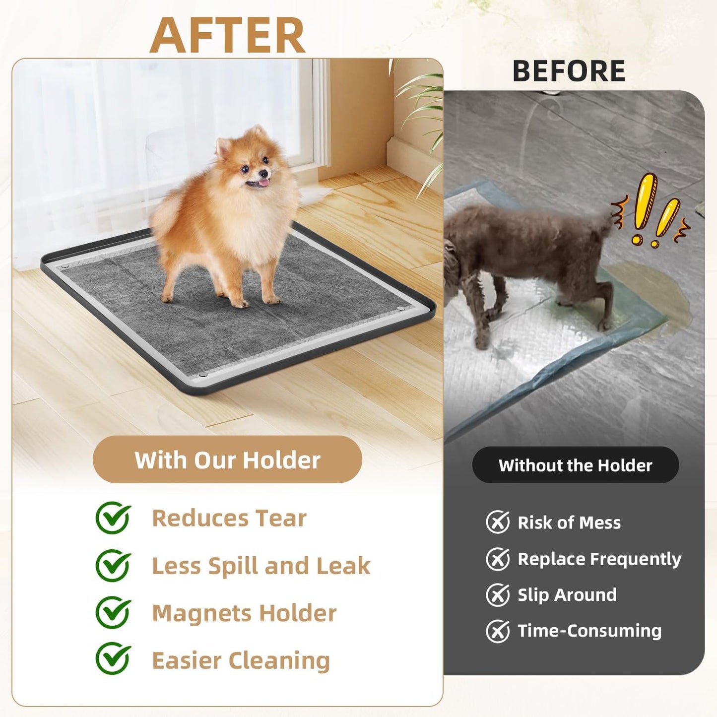Revolutionary Pee Pad Holder - 24" x 24" Non-Slip Silicone Training Mat with Raised Edges for Easy Cleaning & Indoor Dog Potty Solutions