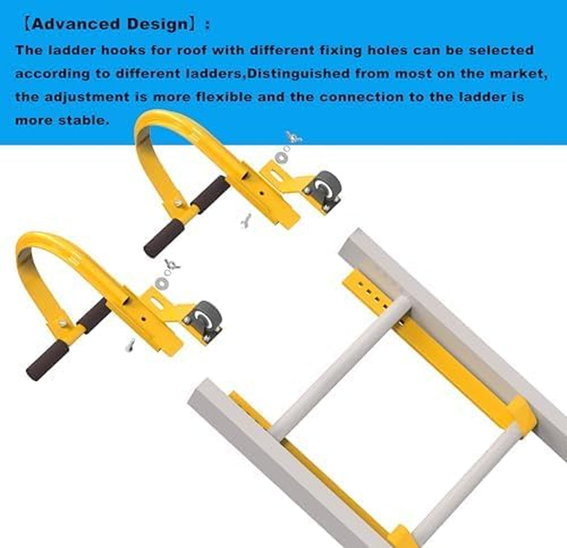 Heavy-Duty Roof Ladder Hooks with Wheels - Ultimate Extension Ladder Stabilizer for Safe, Easy Access to Steep Roofs!