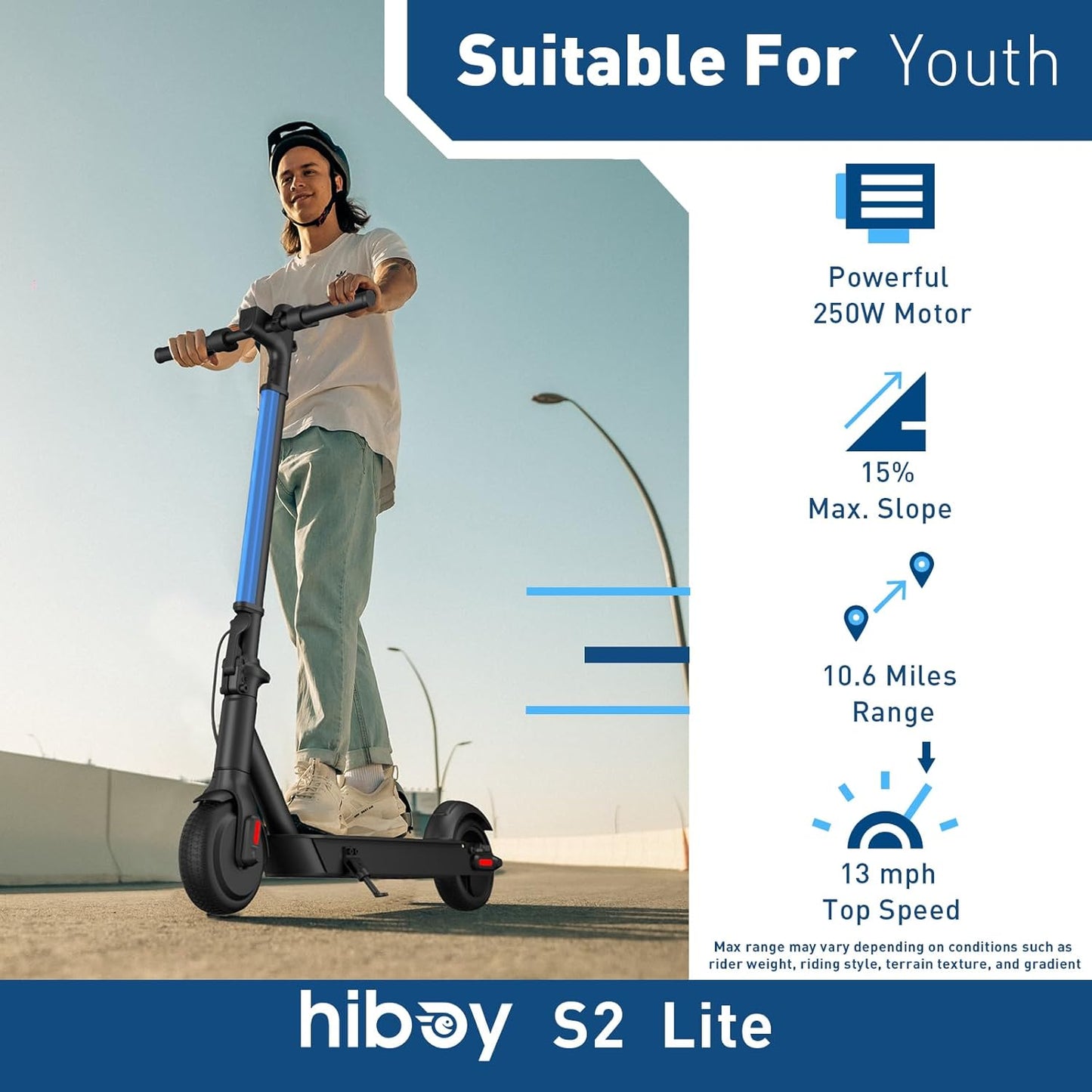 S2 Lite Electric Scooter - Compact & Portable with 10.6 Miles Range, 13 MPH Speed, Perfect for Teens with 6.5" Solid Tires