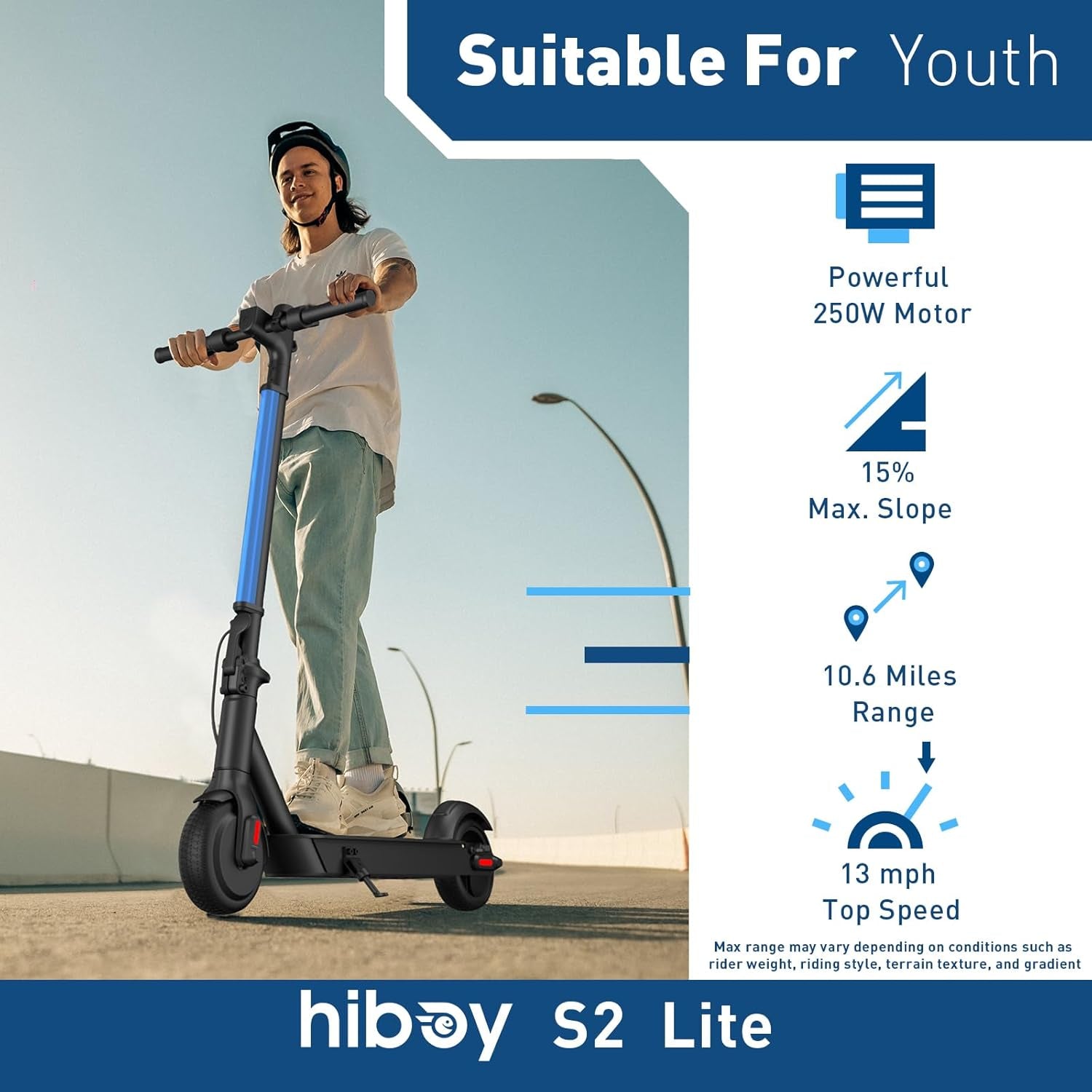 S2 Lite Electric Scooter - Compact & Portable with 10.6 Miles Range, 13 MPH Speed, Perfect for Teens with 6.5" Solid Tires