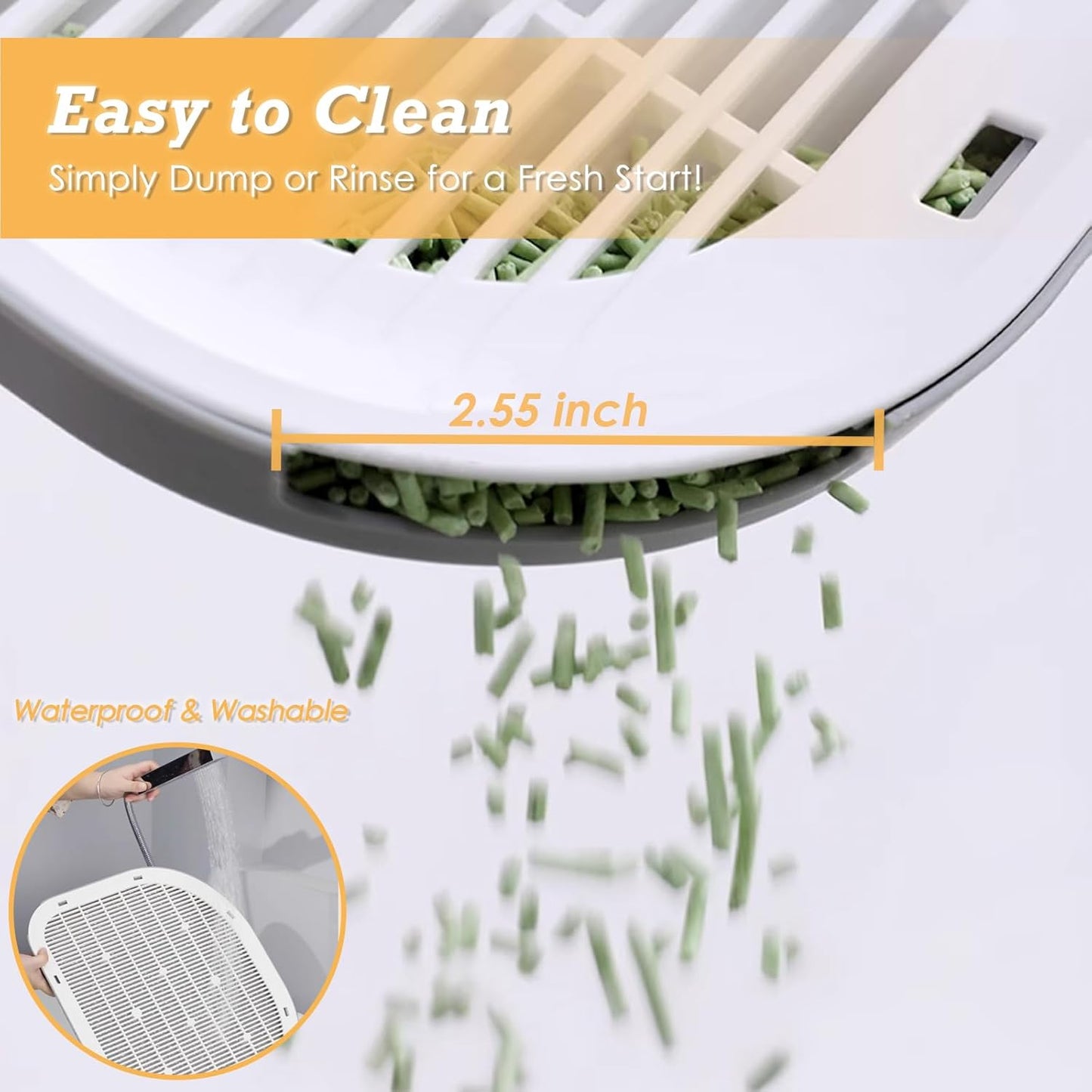 Premium Cat Litter Trapping Mat - Waterproof, Washable Double-Layer Design for Easy Clean and Less Waste (19.29" x 14.96", Grey)