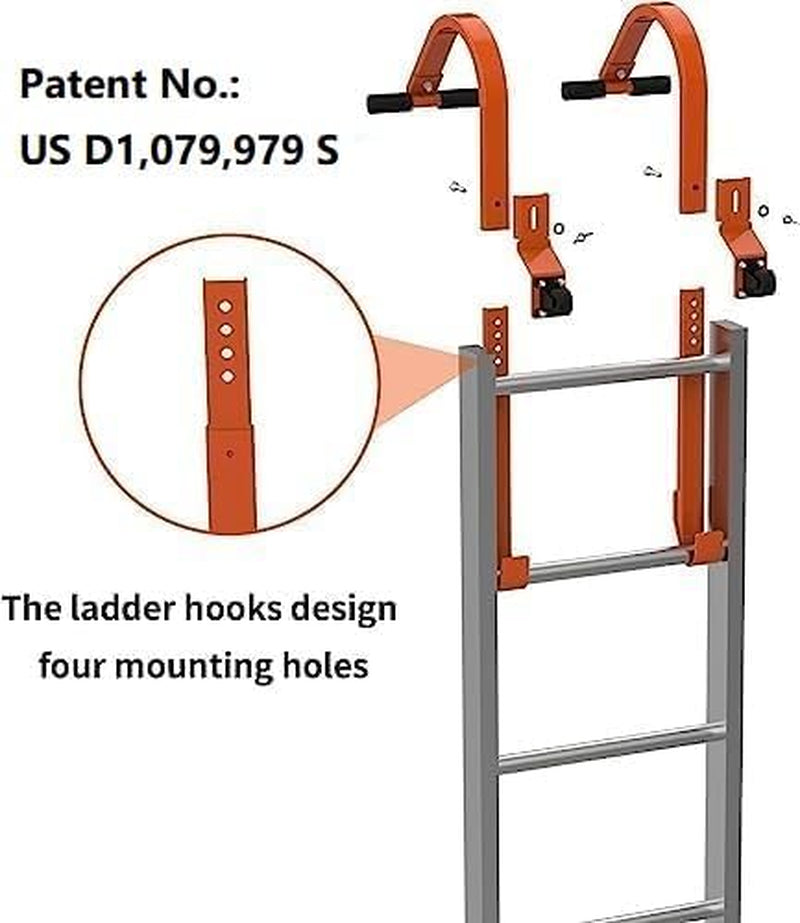 Heavy-Duty Roof Ladder Hook - 2 Pack Stabilizer with 500 Lbs Weight Capacity and Wheel for Safe Roof Access