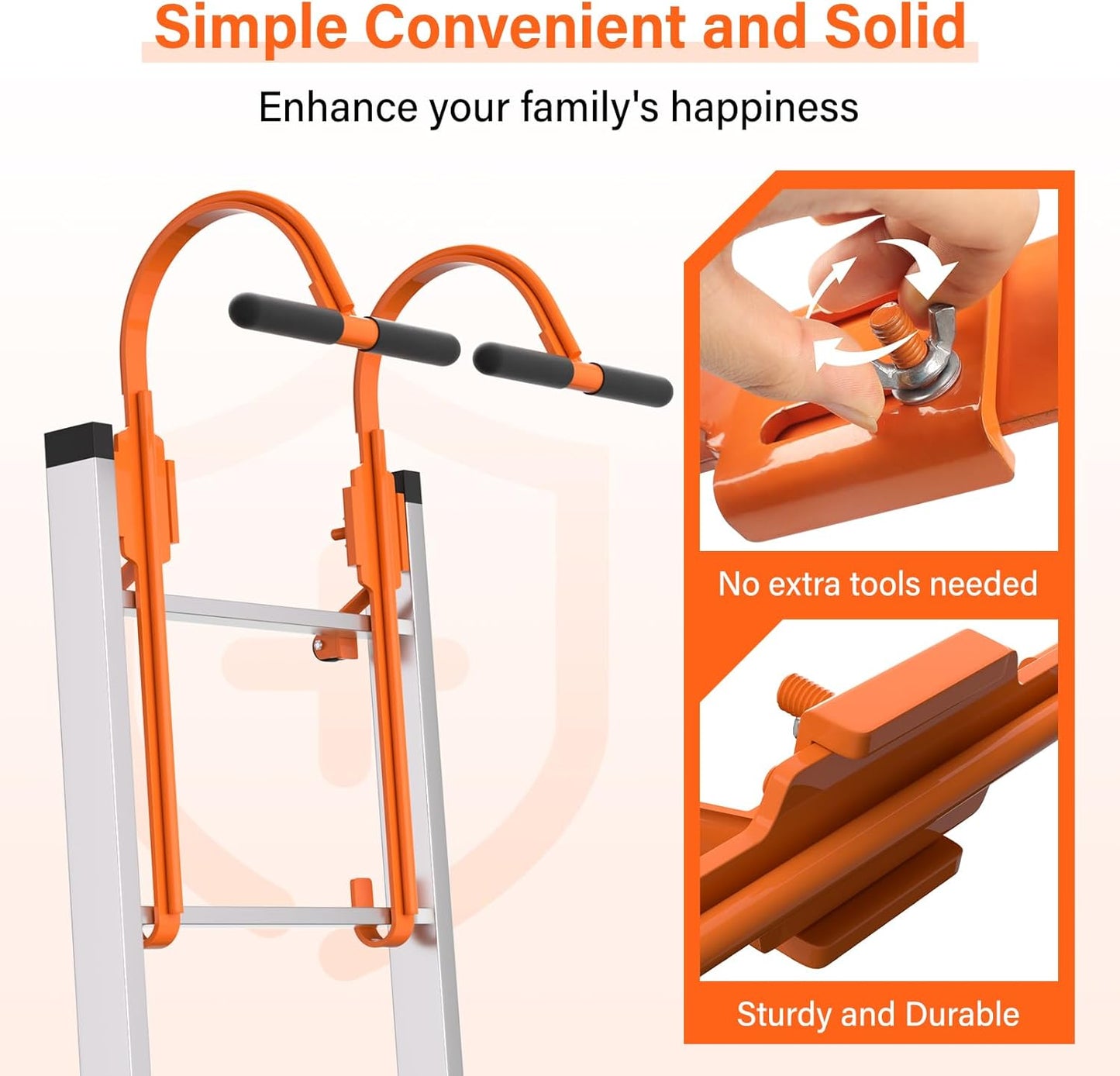 Heavy Duty Ladder Hooks for Roof Stabilization - 2 Pack with Wheels & T-Bar Rubber Grip for Safe, Easy Access to Steep Roofs