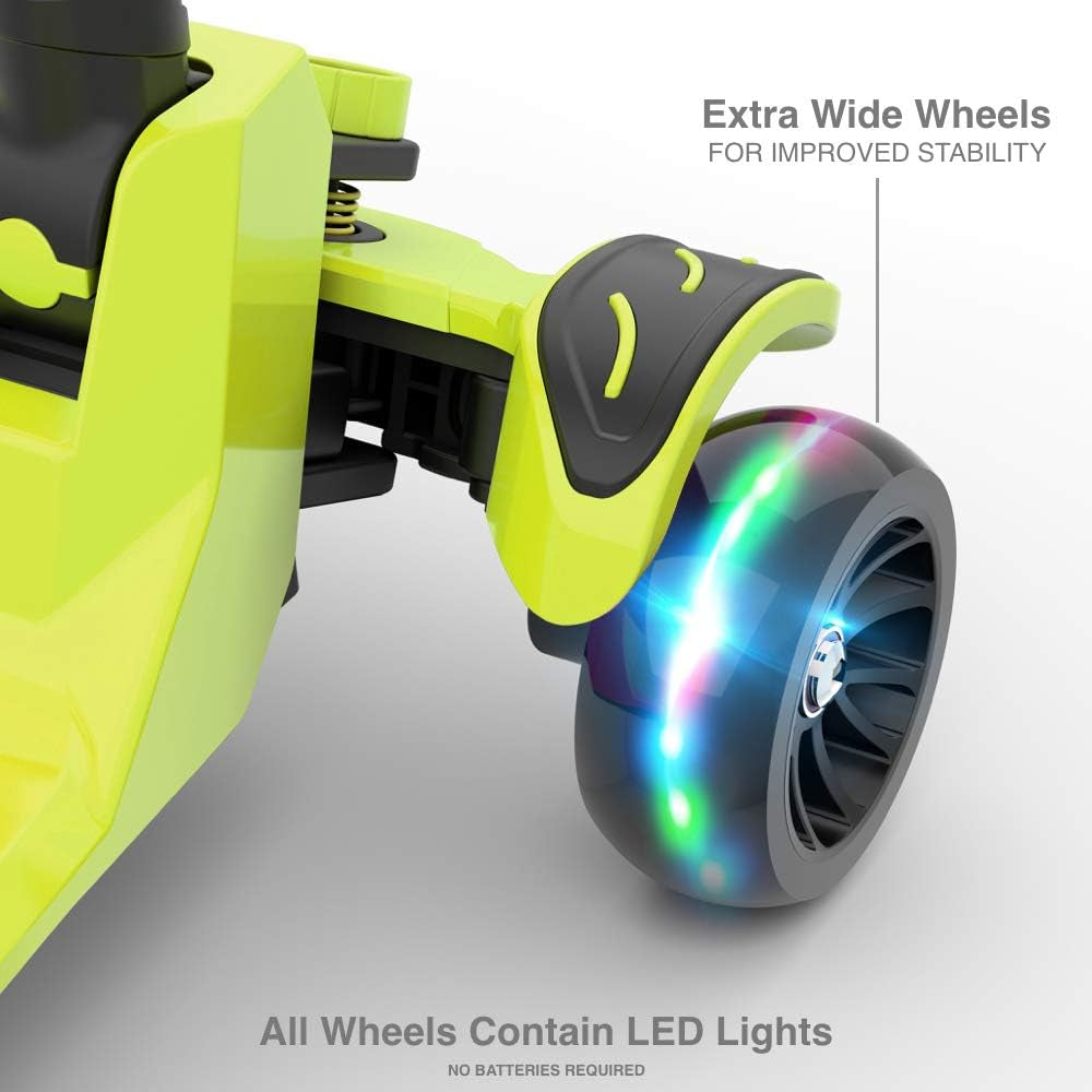 Adjustable Height Kids Scooter with Flashy Widened Wheels - Perfect for Ages 3-8!