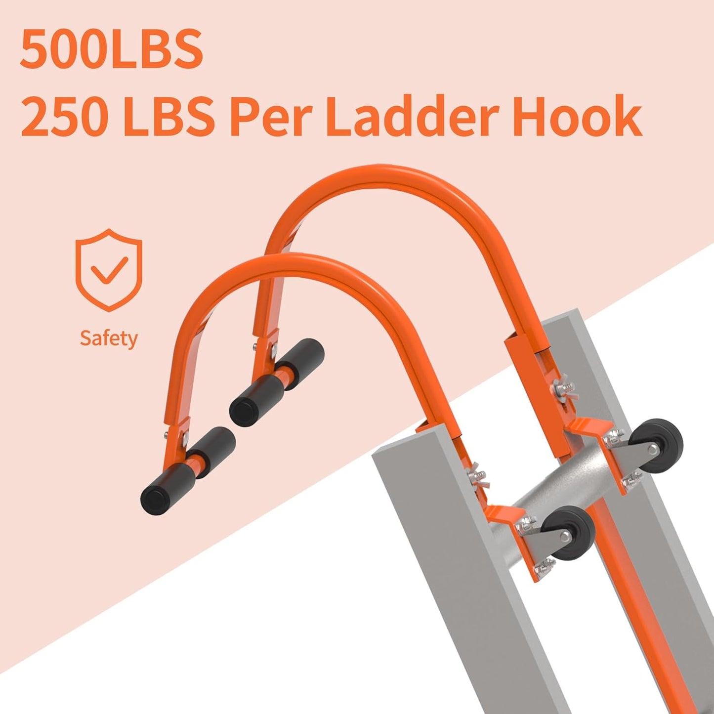 Premium 2 Pack Heavy Duty Ladder Roof Hook with Rubber Grip T-Bar - Safely Access Steep Roofs with 500 Lbs Weight Rating!