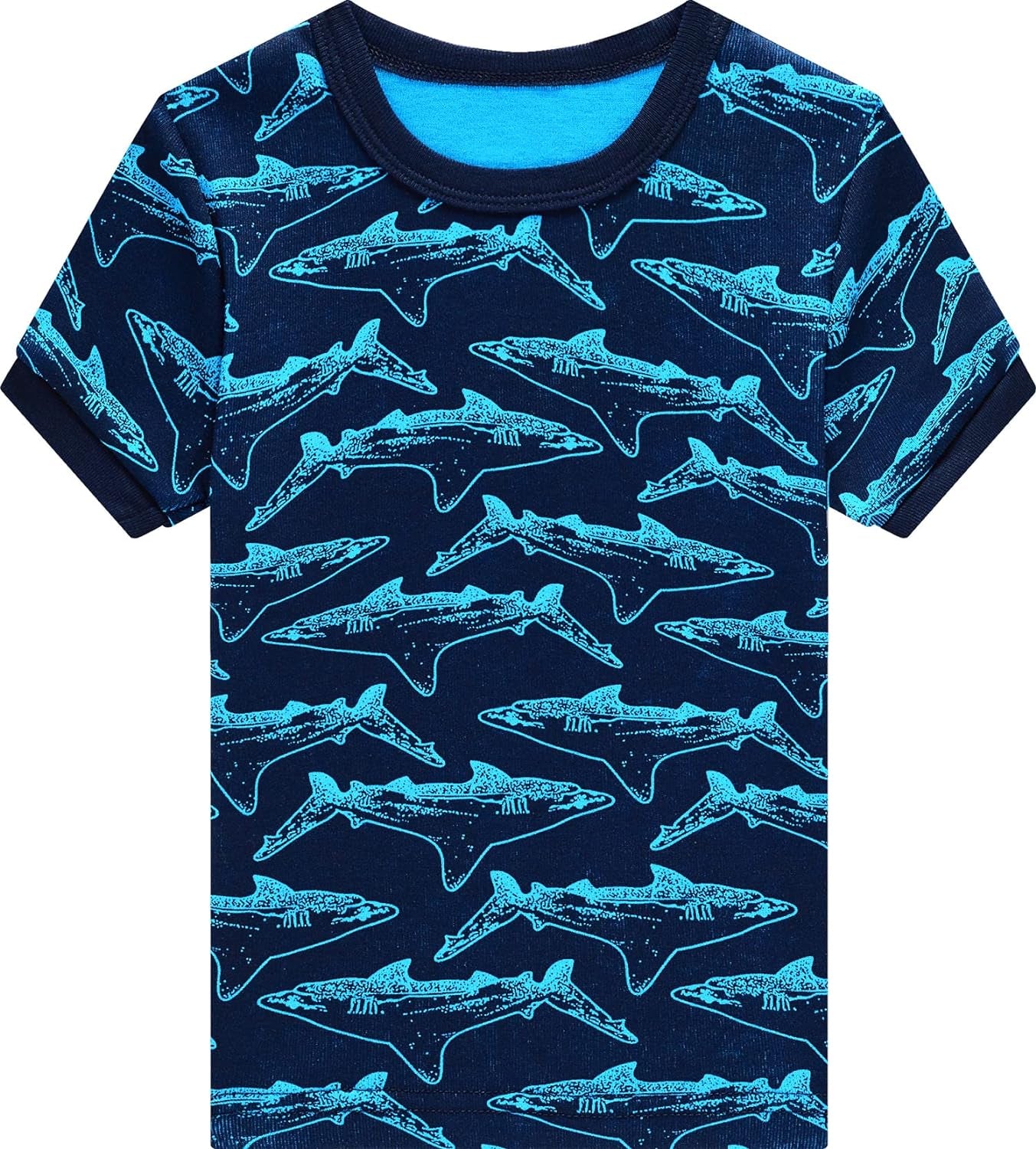 Adorable Toddler Shark Pajamas - 4-Piece Cotton Summer Set for Little Boys, Size 6