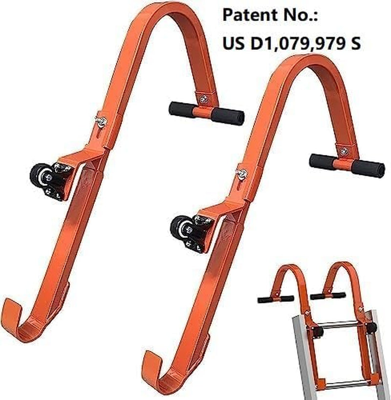 Heavy-Duty Roof Ladder Hook - 2 Pack Stabilizer with 500 Lbs Weight Capacity and Wheel for Safe Roof Access