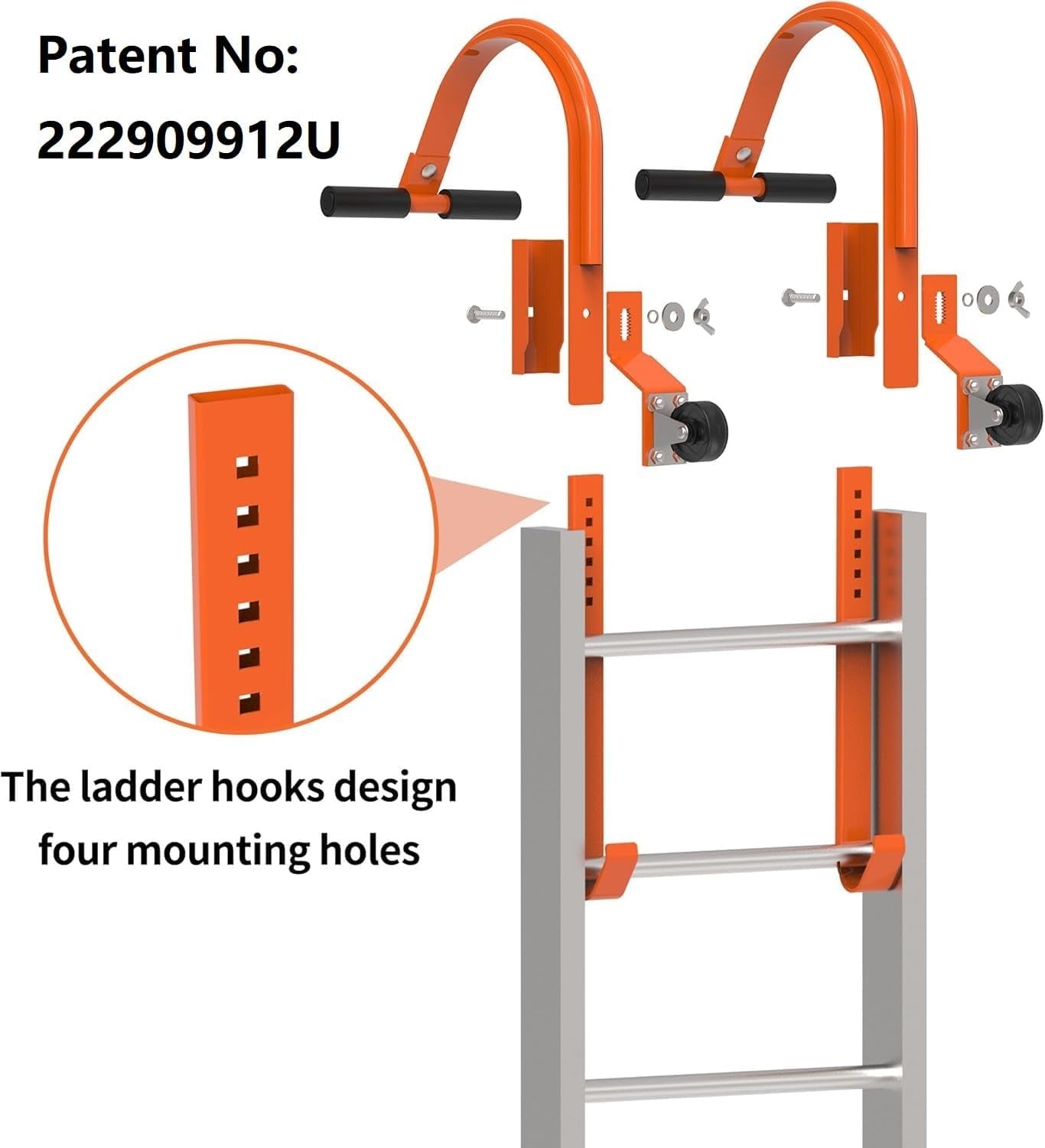Premium 2 Pack Heavy Duty Ladder Roof Hook with Rubber Grip T-Bar - Safely Access Steep Roofs with 500 Lbs Weight Rating!