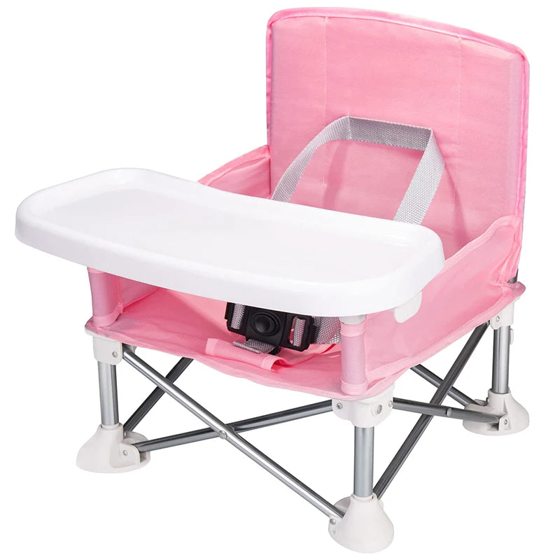 Portable Baby Dining Chair with Plate & Seat Belt - Perfect for Beach & Camping!