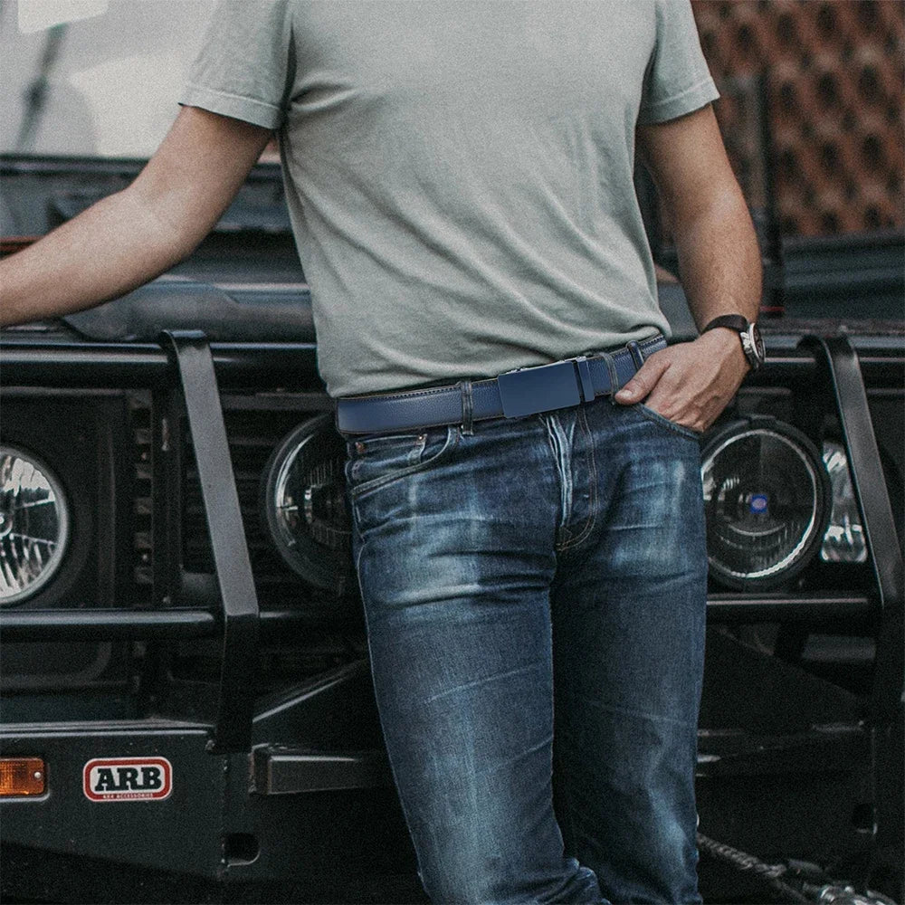 Men's Premium Leather Business Belt - Classic Alloy Buckle, Adjustable & Stylish for Casual & Formal Wear