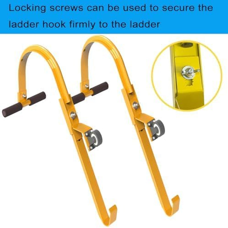 Heavy-Duty Roof Ladder Hooks with Wheels - Ultimate Extension Ladder Stabilizer for Safe, Easy Access to Steep Roofs!