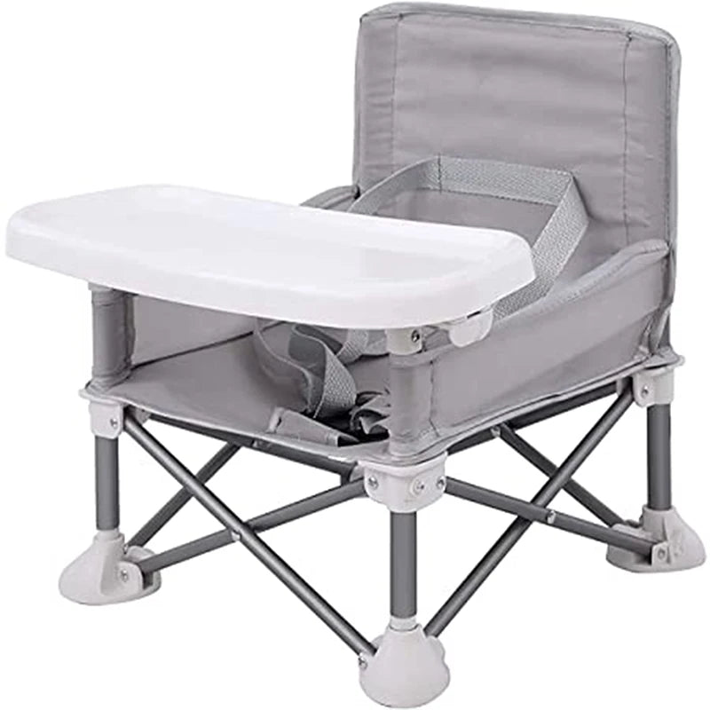 Portable Baby Dining Chair with Plate & Seat Belt - Perfect for Beach & Camping!