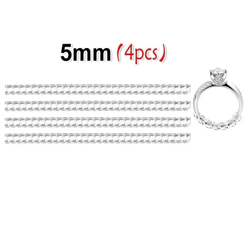 12PCS Silicone Invisible Ring Size Resizer - 8 Sizes Adjustable Clear Tighteners for Perfect Fit