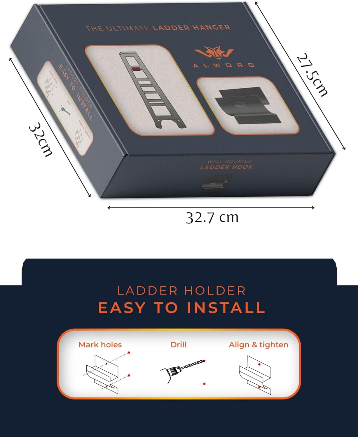 Heavy Duty Black Ladder Hooks - Space-Saving Wall Mount Brackets for Garage & Shed, Organize Ladders, Folding Chairs & Tools with Ease!