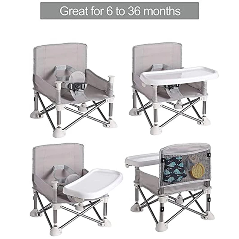 Portable Baby Dining Chair with Plate & Seat Belt - Perfect for Beach & Camping!