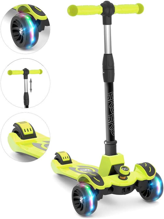 Adjustable Height Kids Scooter with Flashy Widened Wheels - Perfect for Ages 3-8!
