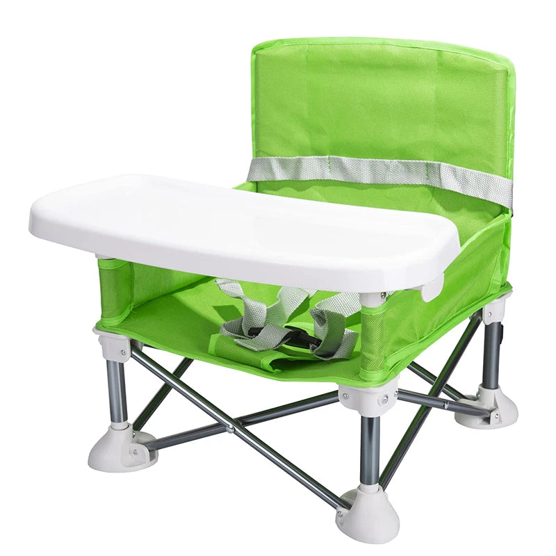 Portable Baby Dining Chair with Plate & Seat Belt - Perfect for Beach & Camping!