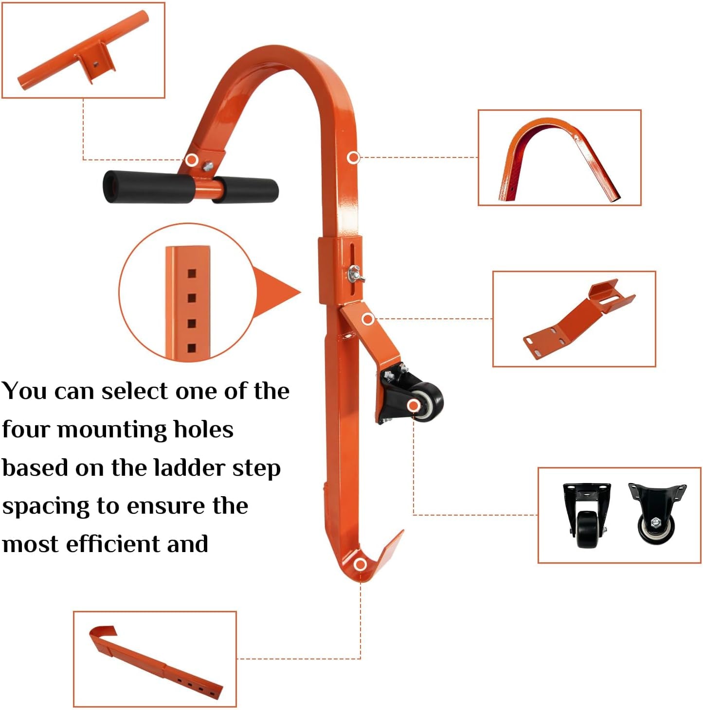 Heavy-Duty 2 Pack Roof Ladder Hooks - 26"x10" Stabilizers with 500 lbs Capacity & Wheels for Safe, Easy Access