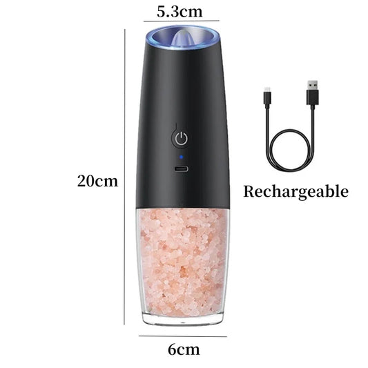 Gravity Induction Electric Salt and Pepper Grinder Set - USB Rechargeable Spice Shakers for Effortless Seasoning