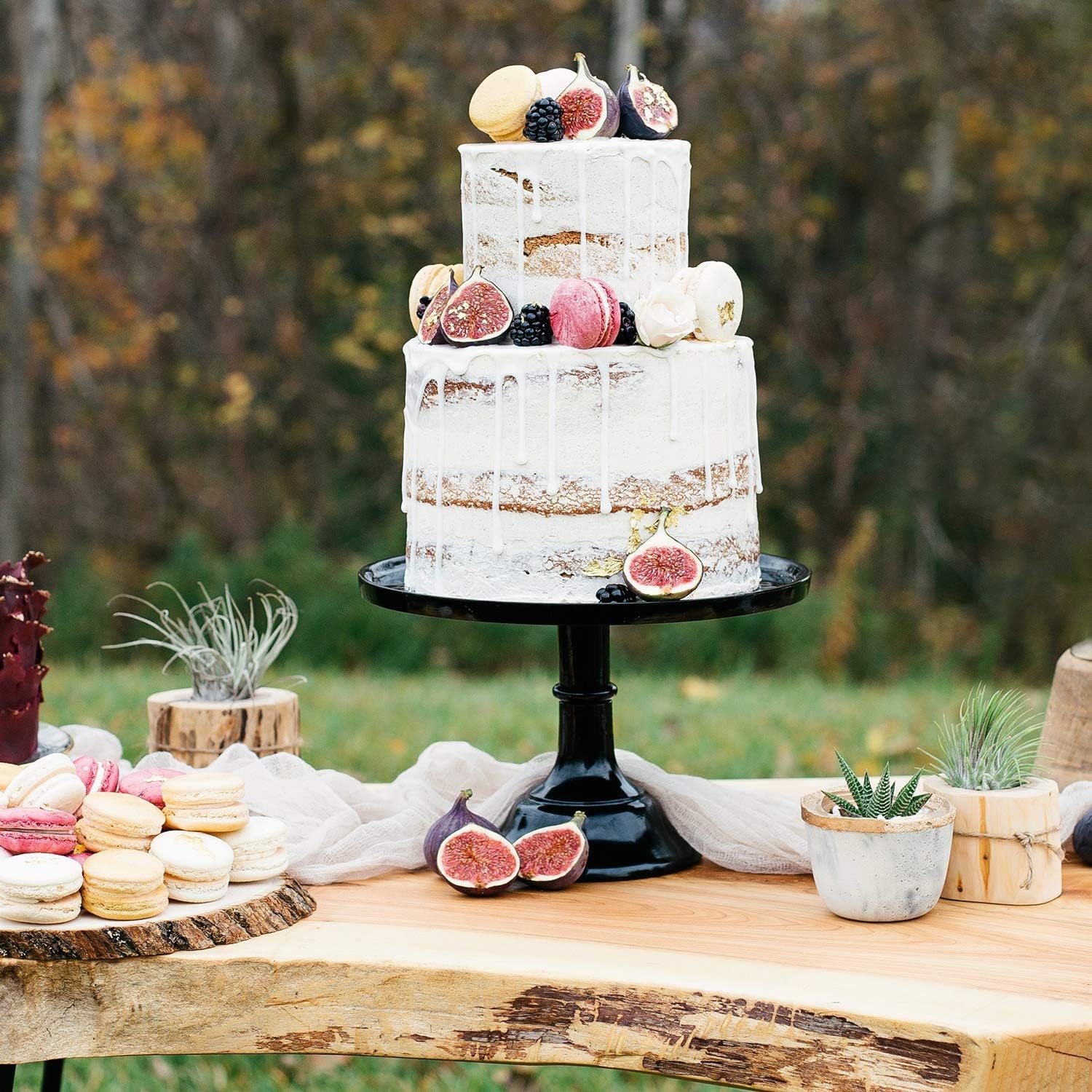 Elegant 11" Black Melamine Round Cake Stand - Perfect for Weddings, Birthdays, Holidays & Special Events!