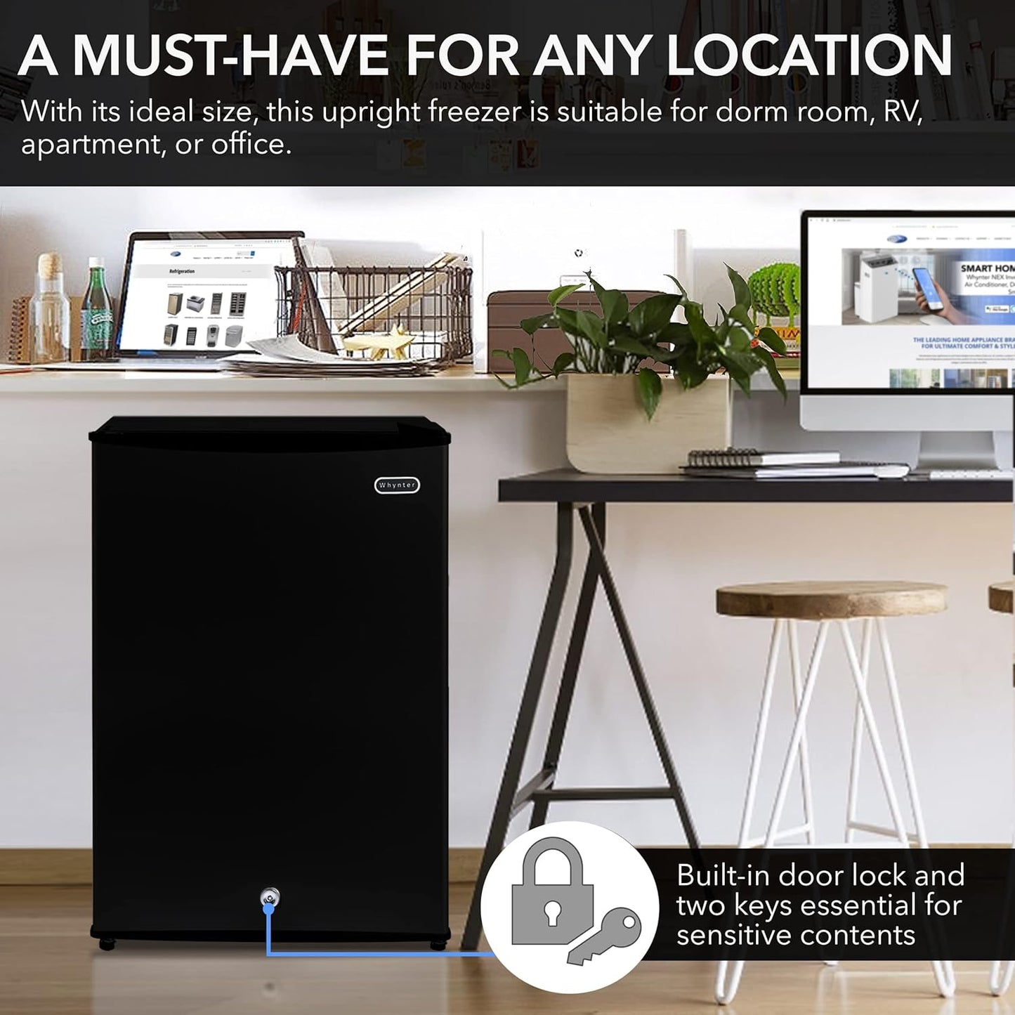 CUF-301BK 3 Cu. Ft Energy Star Locking Upright Freezer - Sleek Black Design