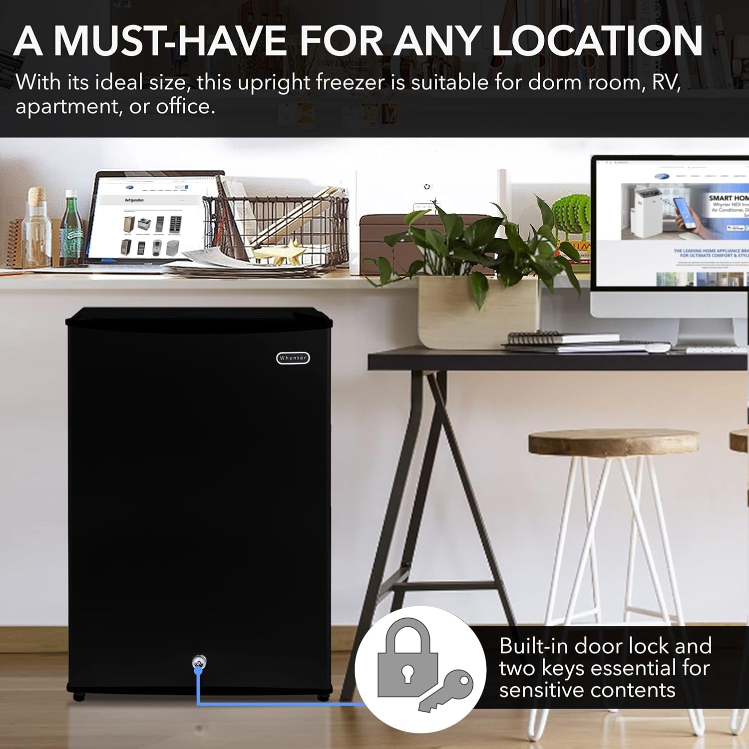 CUF-301BK 3 Cu. Ft Energy Star Locking Upright Freezer - Sleek Black Design