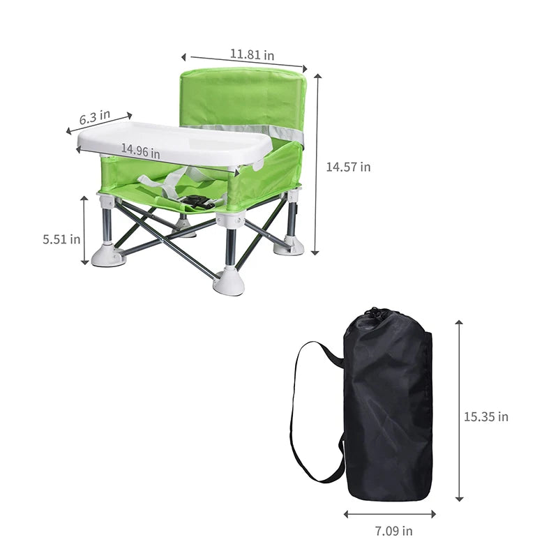 Portable Baby Dining Chair with Plate & Seat Belt - Perfect for Beach & Camping!