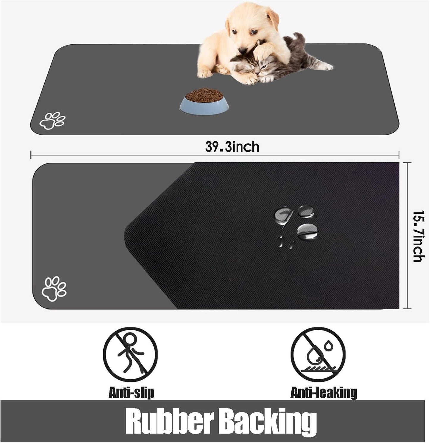 Extra-Large Absorbent Pet Feeding Mat - Quick-Dry, Non-Skid Design for Dogs & Cats, Stain-Resistant Food & Water Bowl Mat - Perfect for Messy Drinkers!