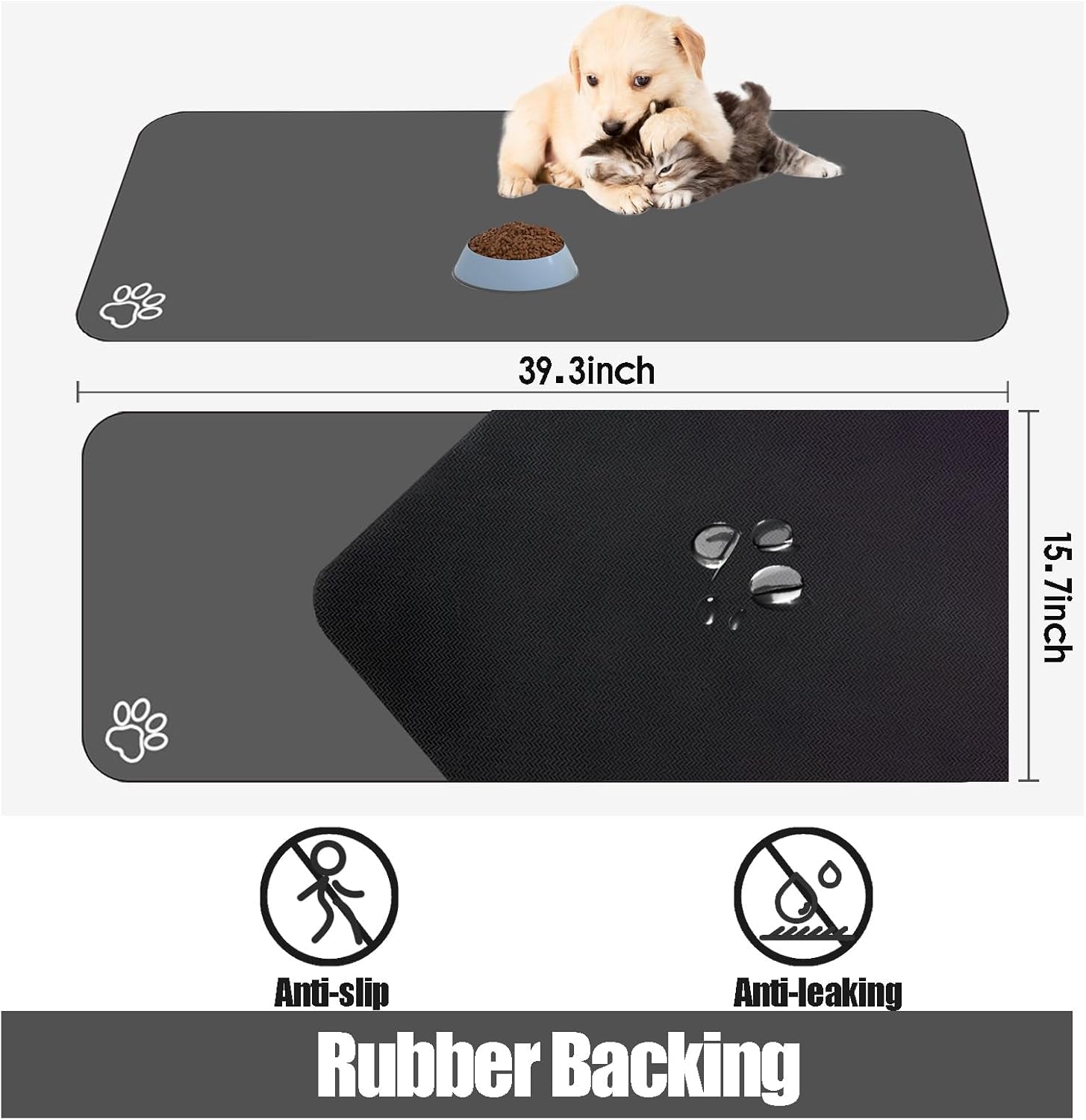 Extra-Large Absorbent Pet Feeding Mat - Quick-Dry, Non-Skid Design for Dogs & Cats, Stain-Resistant Food & Water Bowl Mat - Perfect for Messy Drinkers!