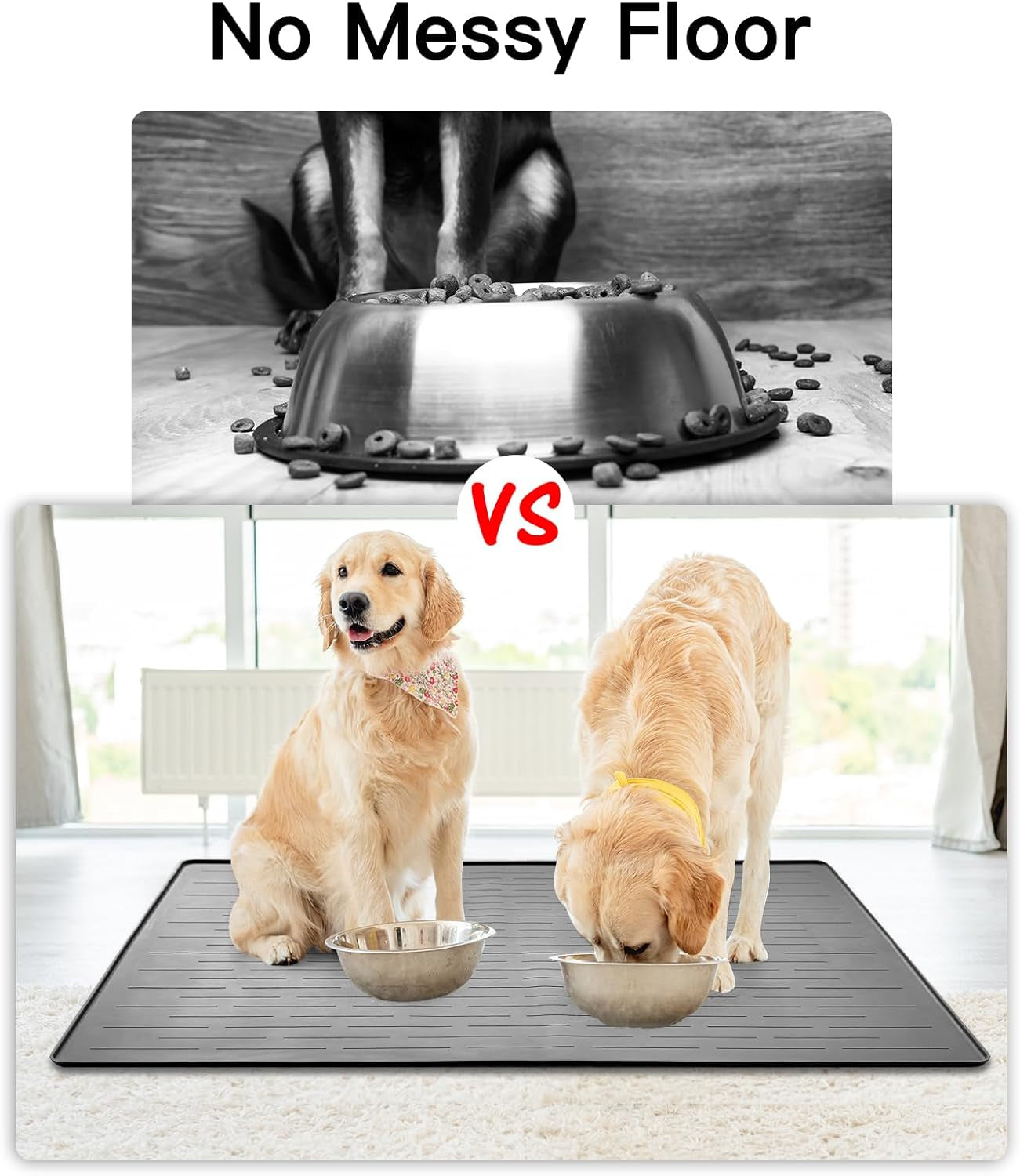Extra Large Dark Green Silicone Pet Food Mat - Nonslip Dog & Cat Feeding Mat with Raised Edges for Food and Water Spill Protection - 32" x 24