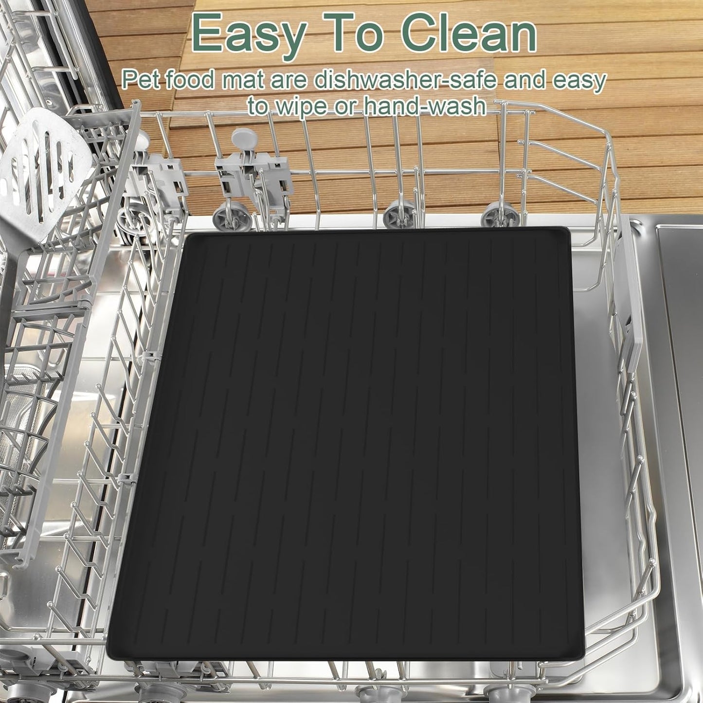 Premium Waterproof Silicone Dog Food Mat - 24"X16" Non-Slip Placemat with Raised Edges - Easy to Clean and Durable for Cats and Dogs - Stylish Beige Gray Design