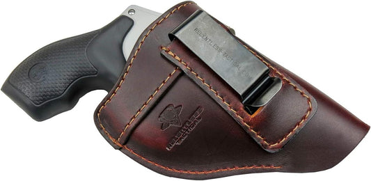 Defender Leather IWB Holster for J Frame Revolvers - Compatible with Ruger LCR, S&W 442/642, Taurus, Charter & More - Proudly Made in the USA