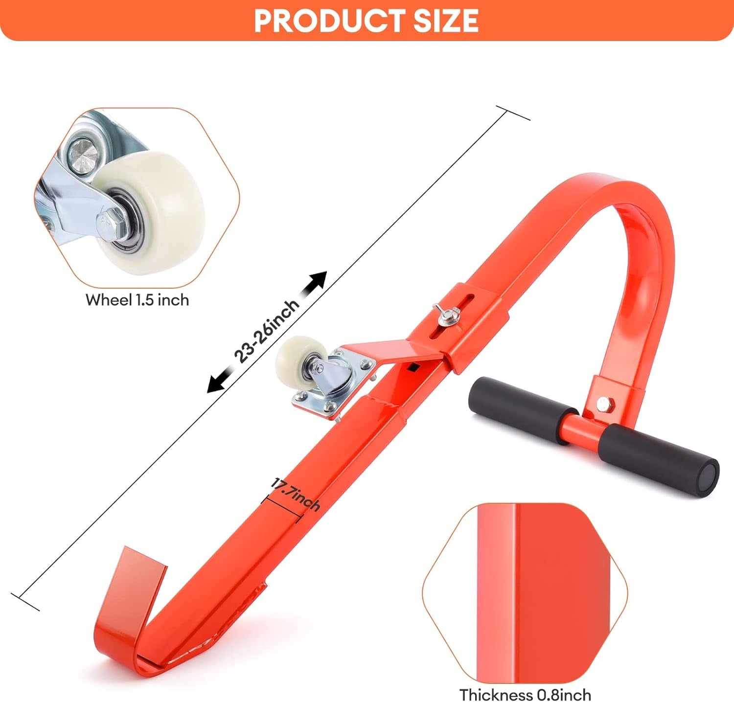 2 Pack Heavy-Duty Ladder Roof Hooks with 360° Rotating Wheel & Foam Grip - 500 Lbs Ladder Stabilizer for Maximum Safety - Orange