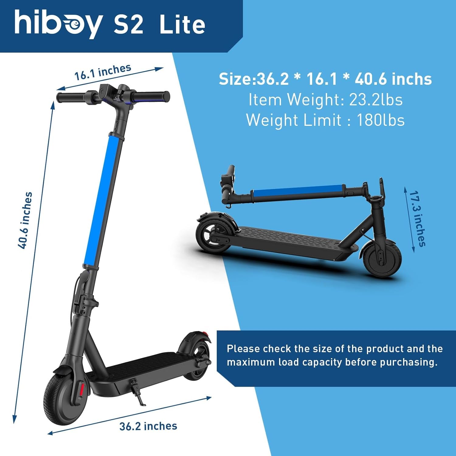 S2 Lite Electric Scooter - Compact & Portable with 10.6 Miles Range, 13 MPH Speed, Perfect for Teens with 6.5" Solid Tires