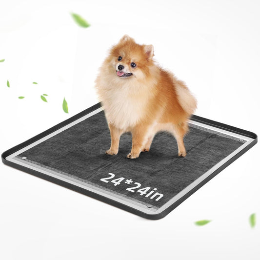 Revolutionary Pee Pad Holder - 24" x 24" Non-Slip Silicone Training Mat with Raised Edges for Easy Cleaning & Indoor Dog Potty Solutions