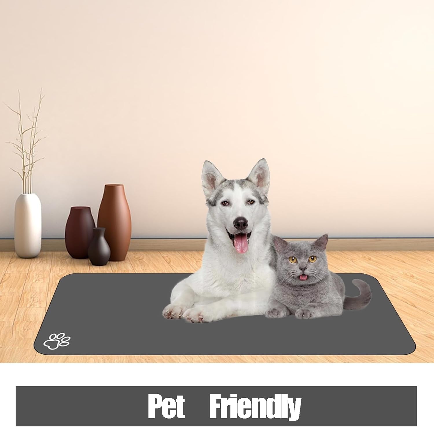 Extra-Large Absorbent Pet Feeding Mat - Quick-Dry, Non-Skid Design for Dogs & Cats, Stain-Resistant Food & Water Bowl Mat - Perfect for Messy Drinkers!