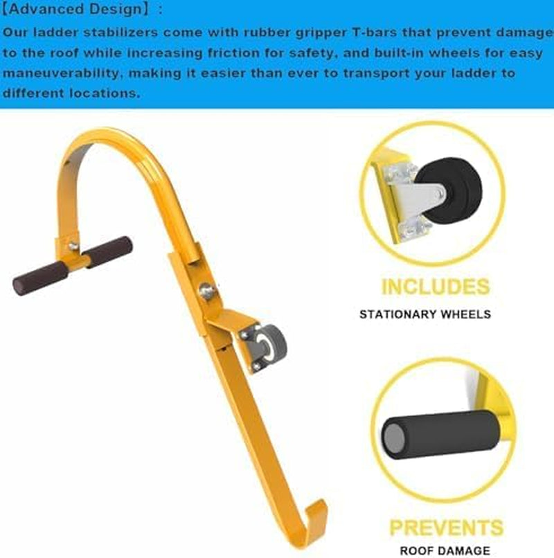 Heavy-Duty Roof Ladder Hooks with Wheels - Ultimate Extension Ladder Stabilizer for Safe, Easy Access to Steep Roofs!