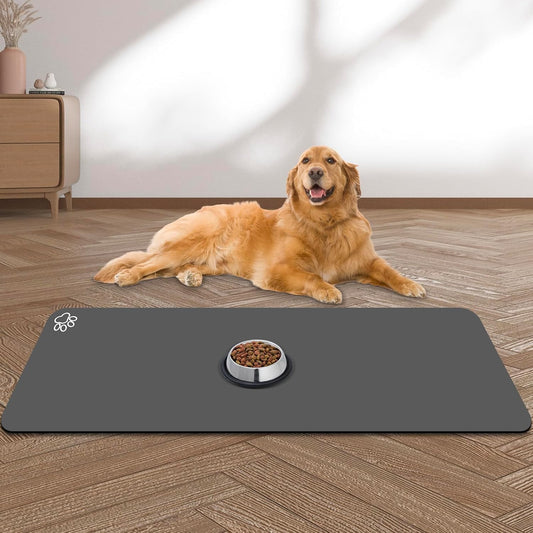 Extra-Large Absorbent Pet Feeding Mat - Quick-Dry, Non-Skid Design for Dogs & Cats, Stain-Resistant Food & Water Bowl Mat - Perfect for Messy Drinkers!