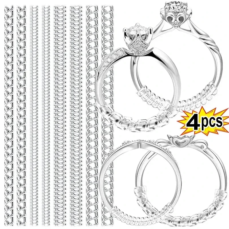 12PCS Silicone Invisible Ring Size Resizer - 8 Sizes Adjustable Clear Tighteners for Perfect Fit