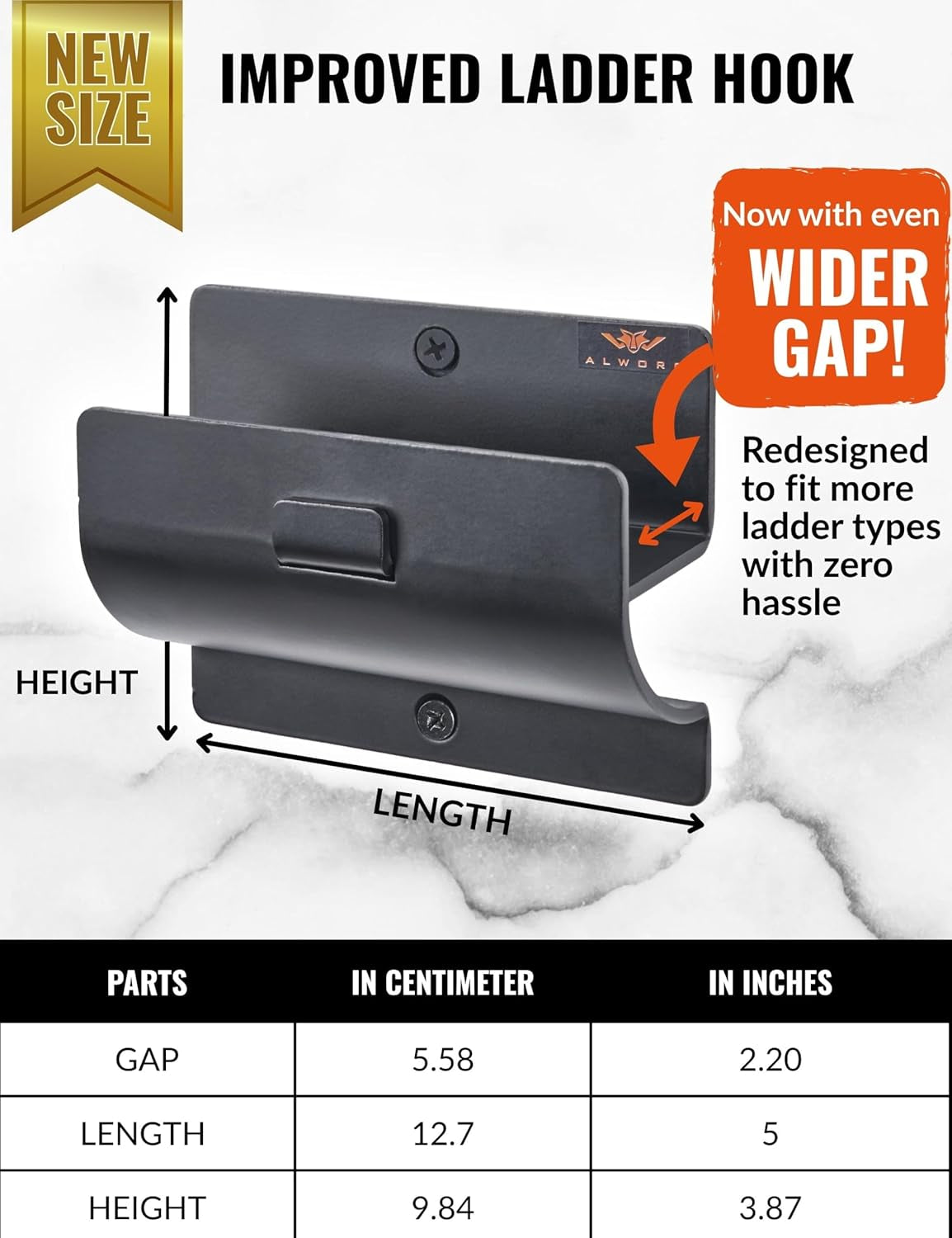 Heavy Duty Black Ladder Hooks - Space-Saving Wall Mount Brackets for Garage & Shed, Organize Ladders, Folding Chairs & Tools with Ease!