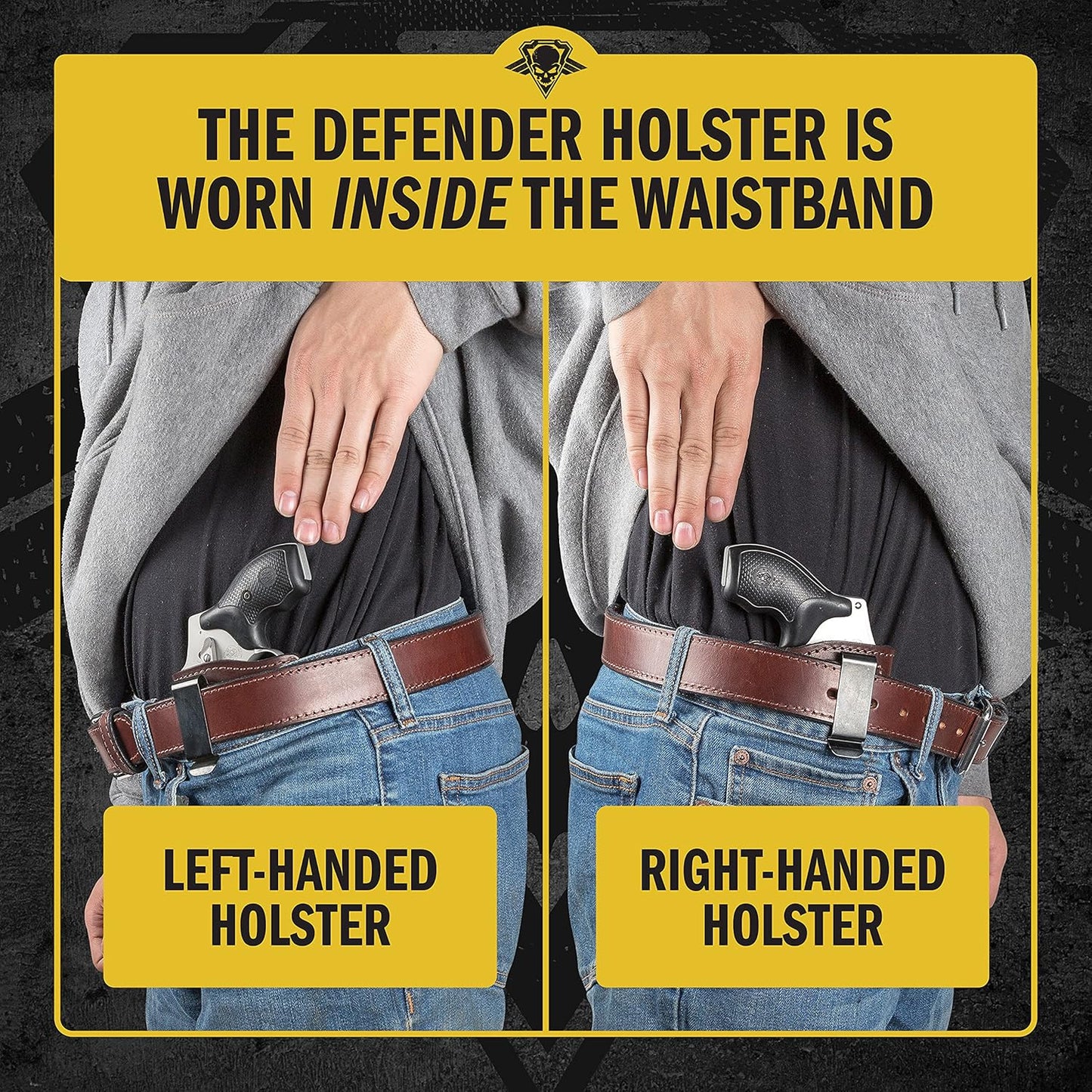 Defender Leather IWB Holster for J Frame Revolvers - Compatible with Ruger LCR, S&W 442/642, Taurus, Charter & More - Proudly Made in the USA