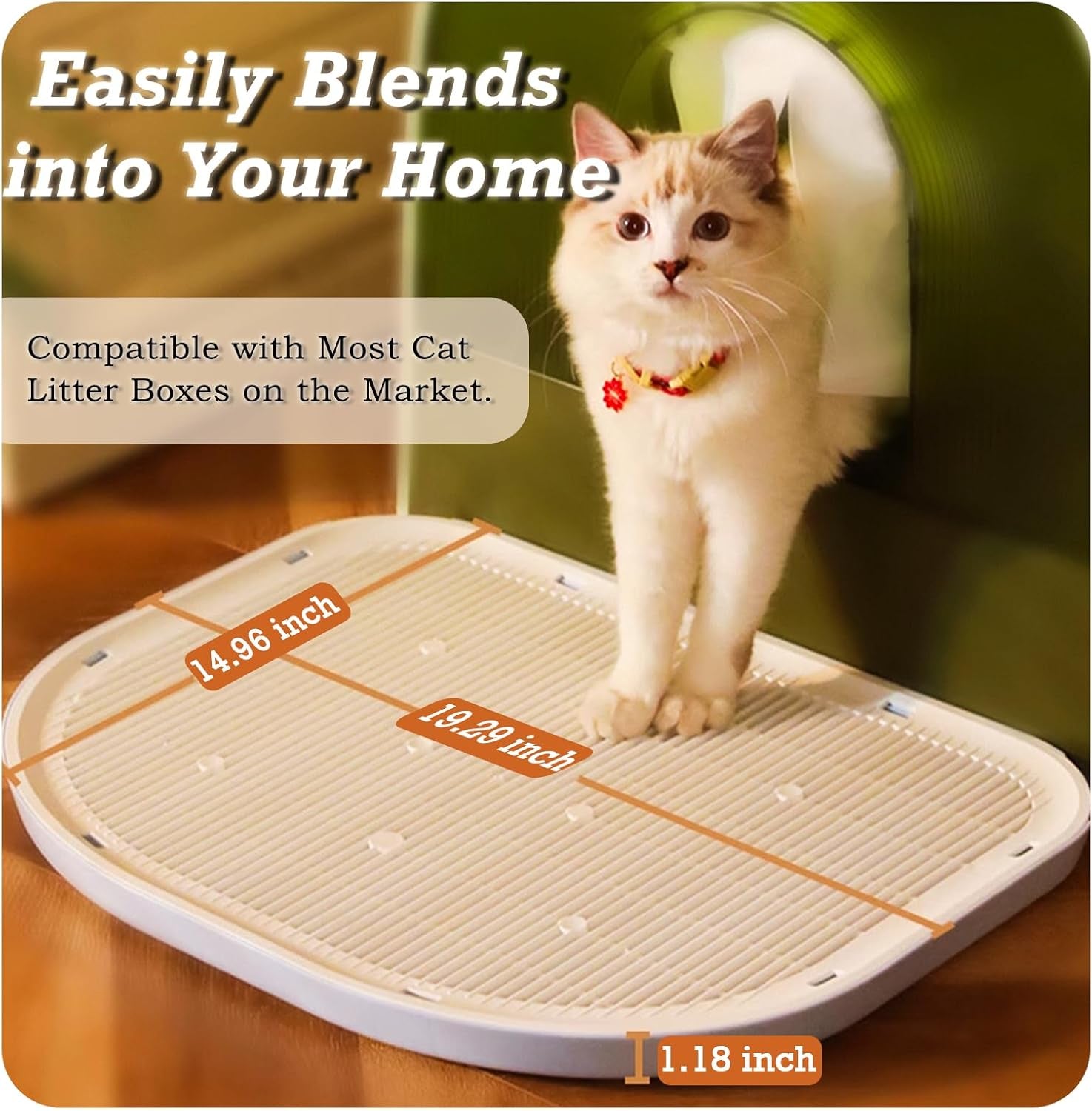 Premium Cat Litter Trapping Mat - Waterproof, Washable Double-Layer Design for Easy Clean and Less Waste (19.29" x 14.96", Grey)