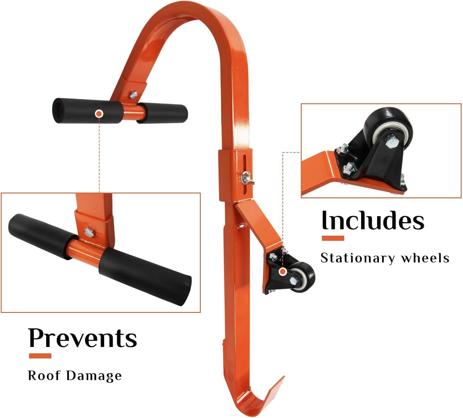 Heavy-Duty 2 Pack Roof Ladder Hooks - 26"x10" Stabilizers with 500 lbs Capacity & Wheels for Safe, Easy Access