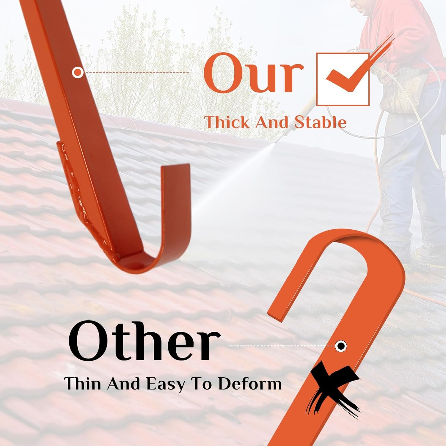 Heavy-Duty 2 Pack Roof Ladder Hooks - 26"x10" Stabilizers with 500 lbs Capacity & Wheels for Safe, Easy Access