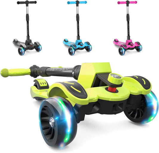 Adjustable Height Kids Scooter with Flashy Widened Wheels - Perfect for Ages 3-8!