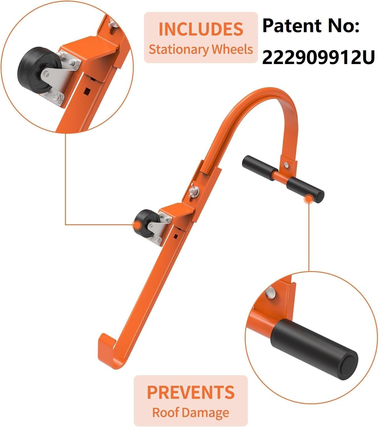 Premium 2 Pack Heavy Duty Ladder Roof Hook with Rubber Grip T-Bar - Safely Access Steep Roofs with 500 Lbs Weight Rating!