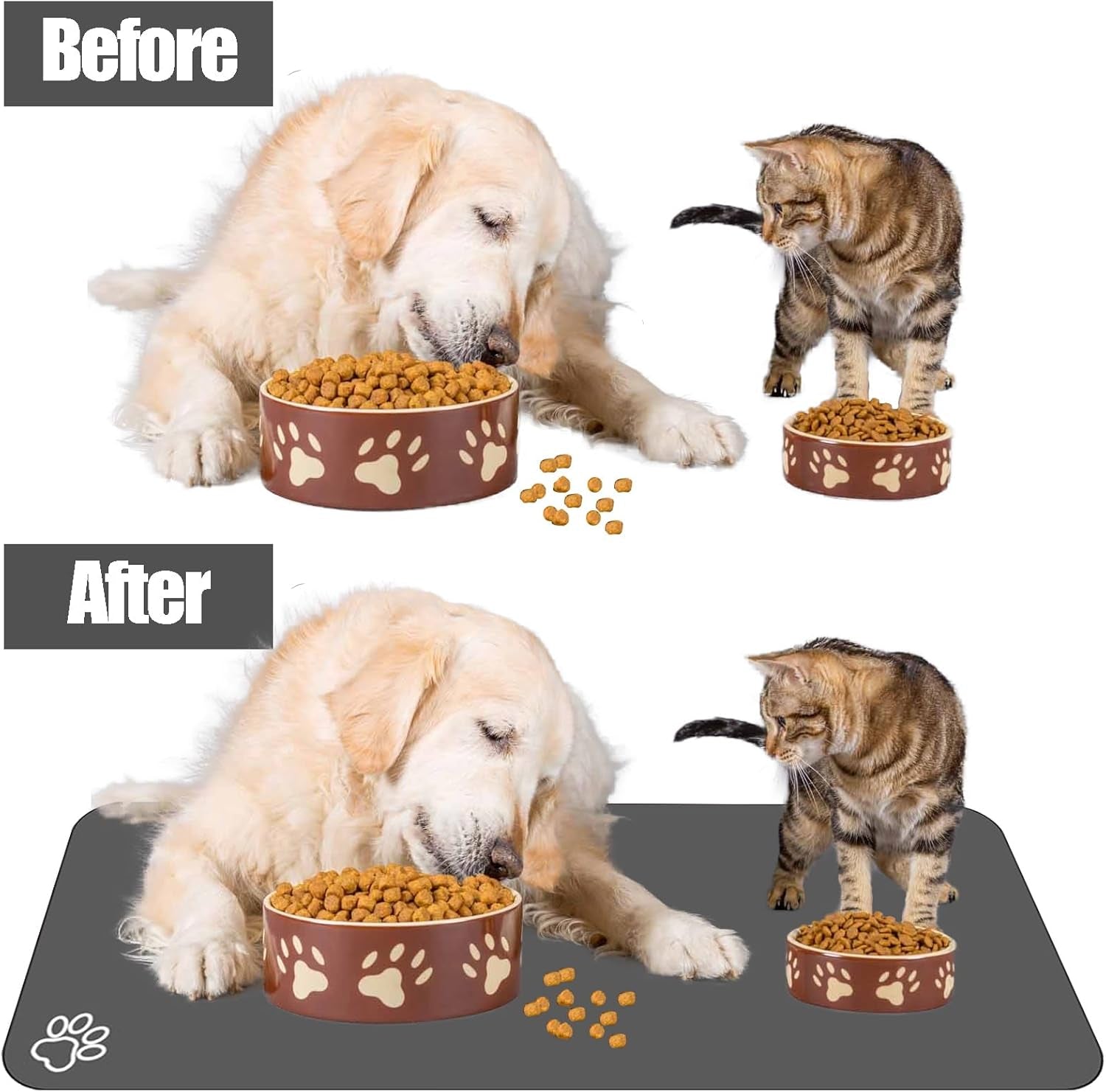 Extra-Large Absorbent Pet Feeding Mat - Quick-Dry, Non-Skid Design for Dogs & Cats, Stain-Resistant Food & Water Bowl Mat - Perfect for Messy Drinkers!
