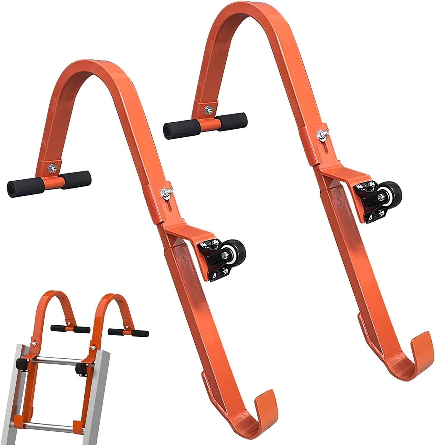 Heavy-Duty Roof Ladder Hook - 2 Pack Stabilizer with 500 Lbs Weight Capacity and Wheel for Safe Roof Access