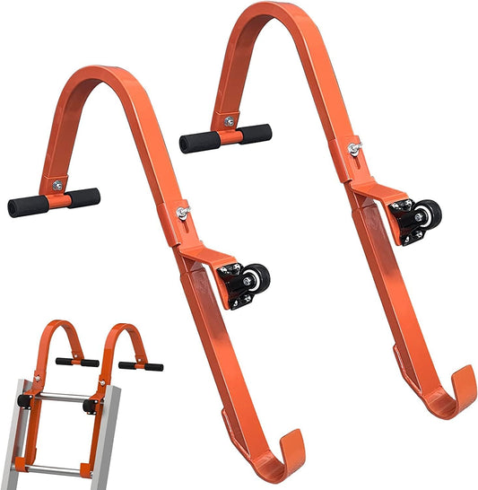 Heavy-Duty Roof Ladder Hook - 2 Pack Stabilizer with 500 Lbs Weight Capacity and Wheel for Safe Roof Access